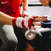A female boxer training