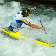 Professional canoers in some rapids