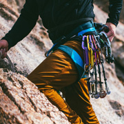 A climber near the top of a mountain