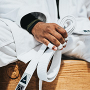 Karate students waiting to fight