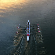 Rowers on the water waiting to race