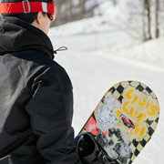 A snowboarder enjoying some air
