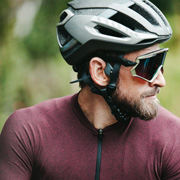 Cyclist wearing Crane Sports eyewear