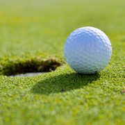 A golfer about to putt