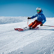 A skier on the slopes