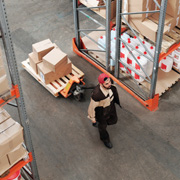 Boxes in a sports warehouse