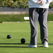 Balls on a bowls green